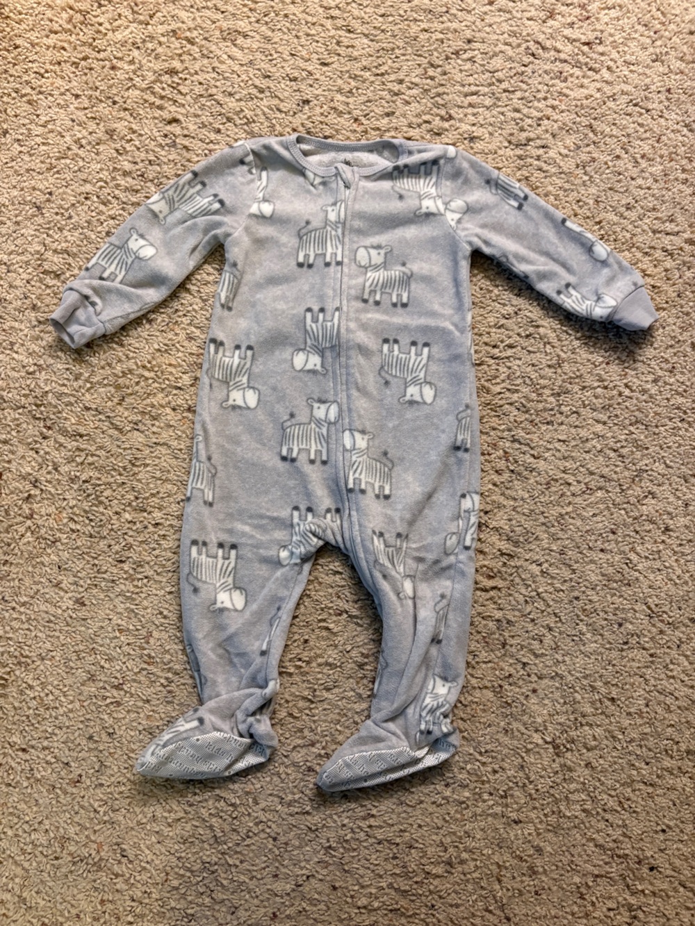 Kids Headquarters Light Blue Zebra Print Footed One-Piece